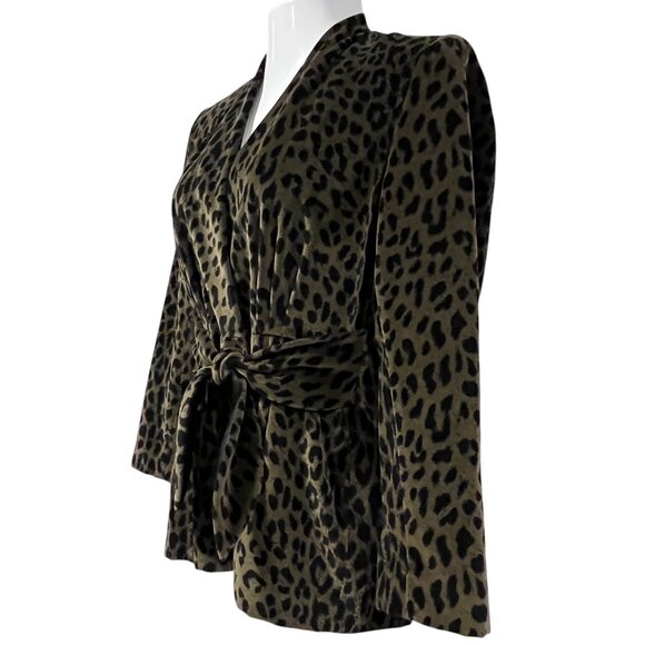 Bicci Florine Wachter Velvet Animal Print Jacket, USA, Vtg, Olive Black, 12 - Picture 12 of 13